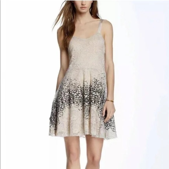 Free People Flocked Lace Dress Fit and Flare Sleeveless Small - Picture 1 of 15
